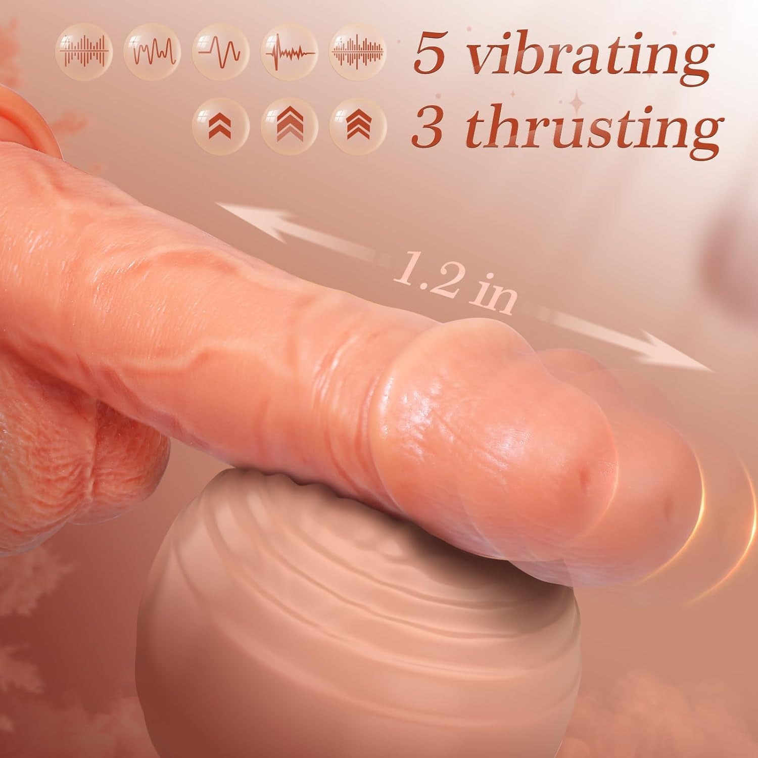 Dildo Thrusting Dildos Realistic Vibrator - Vibrators Adult Sex Toys for Women，Silicone 8 Inch Suction Cup Dildo Fake Penis Anal G-Spot Stimulator and Couple Pleasure with 5 Thrusting & Vibrating Mode