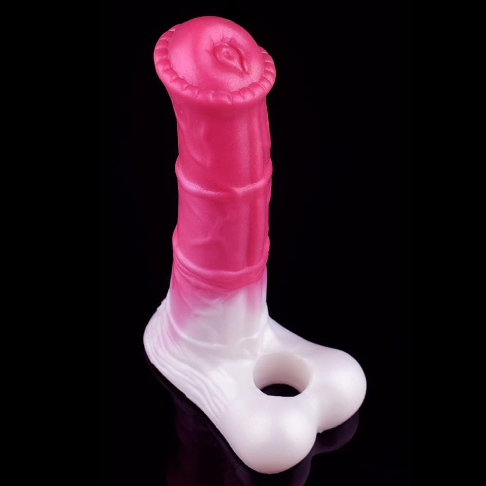 Resuable Penis Sleeve Extender Enlarger Silicone Horse Cock Sleeve Extension Sheath with Stretchy Loop for Men Testicle Ring Male Sex Toys Adult Sex Toy (Large Size)