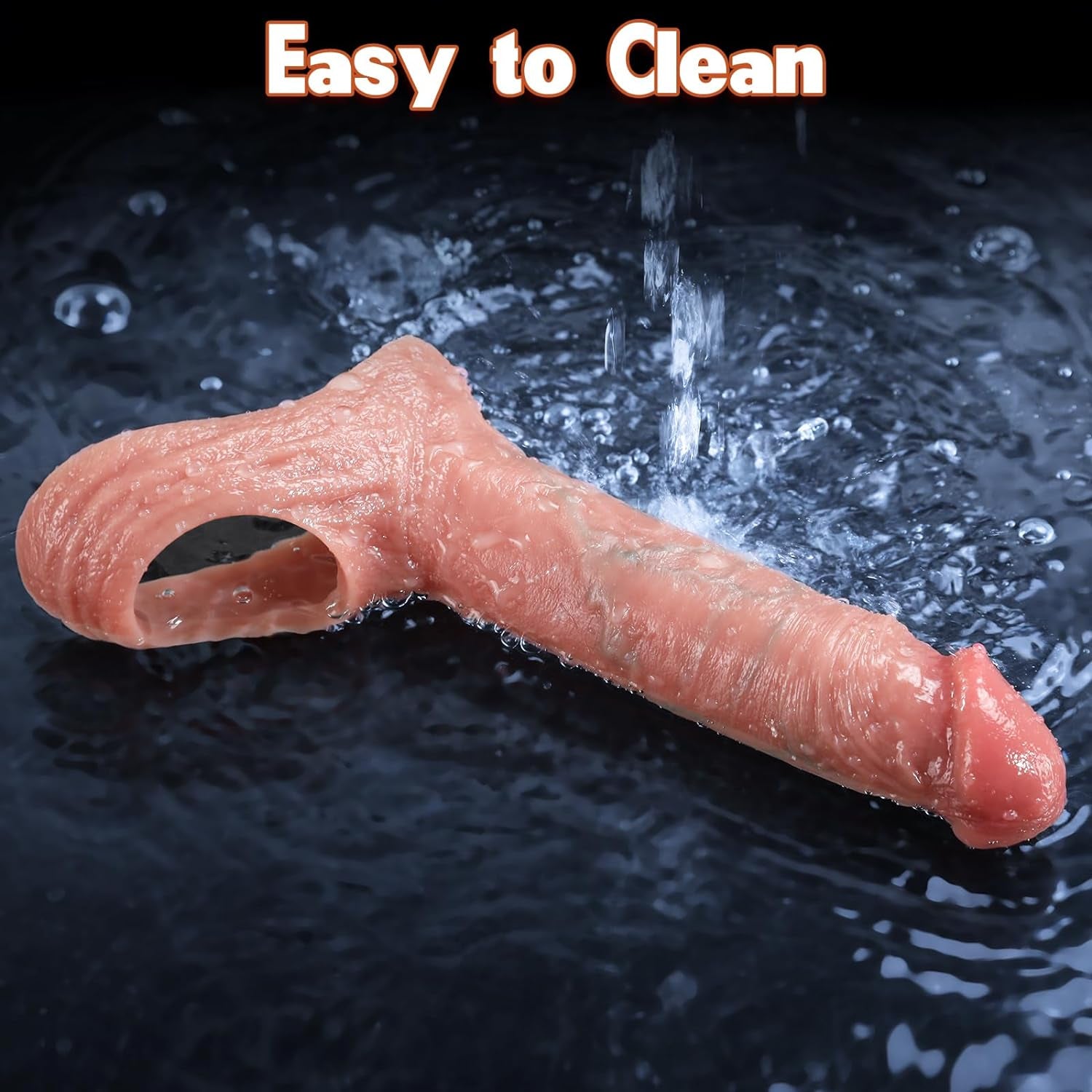 Sex Toys for Men 2.6'' Reusable Penis Sleeve - Adult Toys Cock Ring Extender Realistic Silicone Cock Sleeve for Erection Extension Enlargement, Male Sex Toys Penis Enlarger, Adult Sex Toy & Games