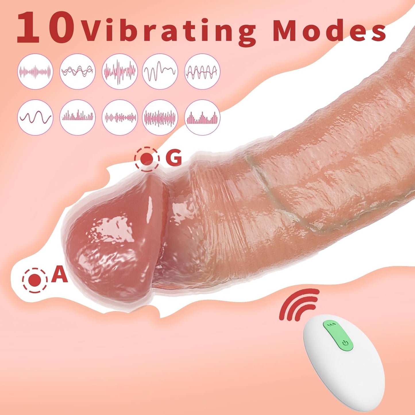 Penis Sleeve Vibrating Cock Sleeve Penis Extender Dildo, Realistic Adult Sex Toys 2.8In Penis Extension Vibrator 10 Modes Remote Control, Elastic Penis Ring to Enlarge Prolong for Men Couples