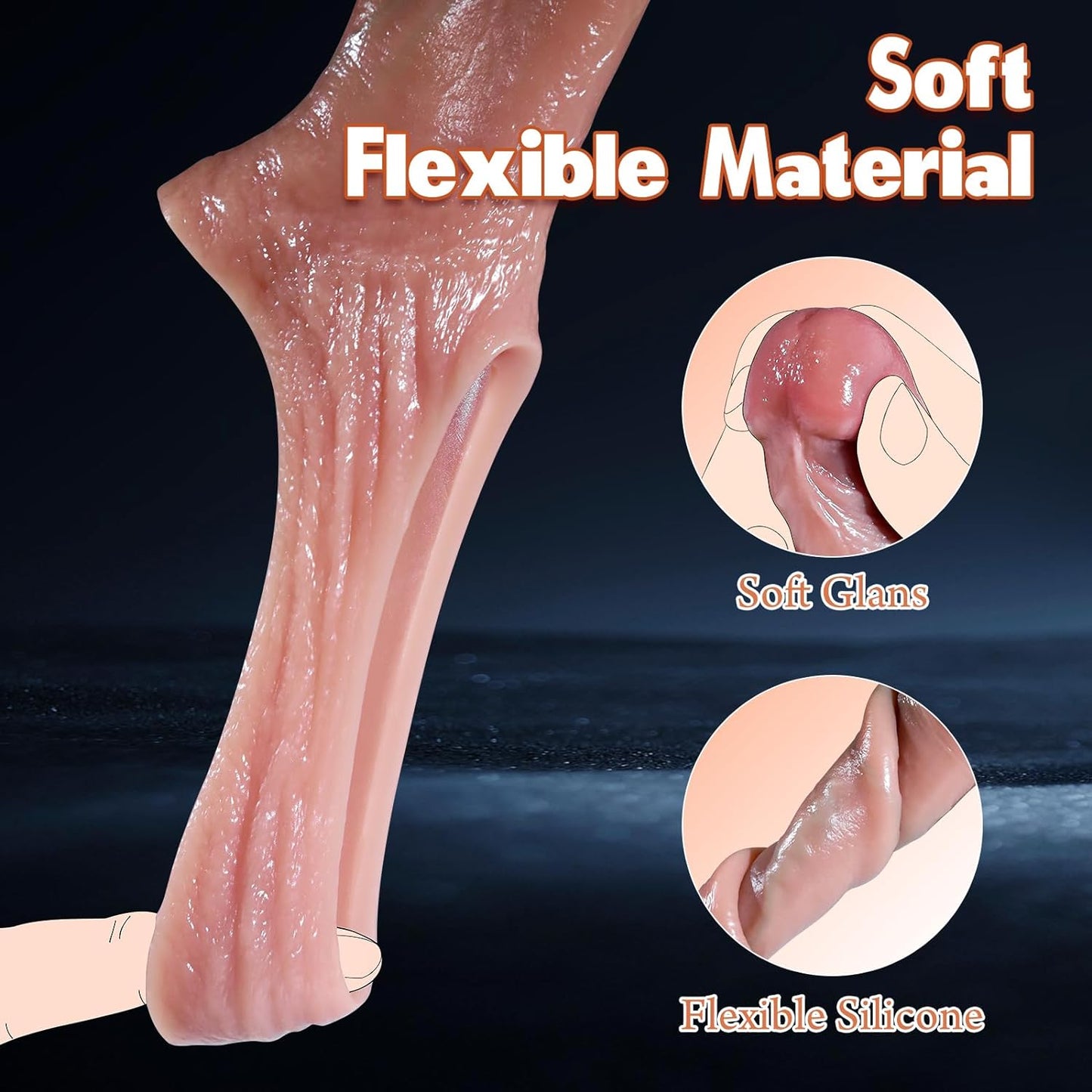 Sex Toys for Men 2.6'' Reusable Penis Sleeve - Adult Toys Cock Ring Extender Realistic Silicone Cock Sleeve for Erection Extension Enlargement, Male Sex Toys Penis Enlarger, Adult Sex Toy & Games