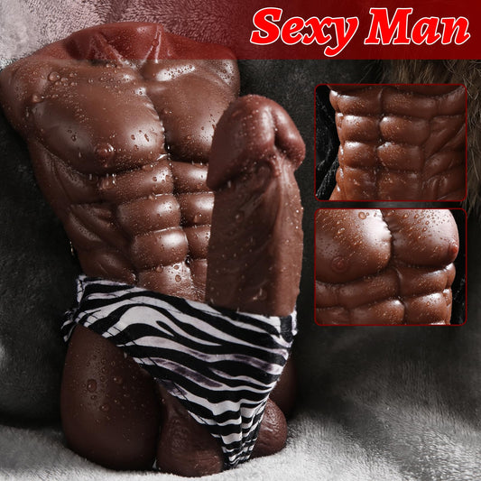 Male Torso Sex Doll with Flexible Dildo Realistic Sex Men's Body Sex Dolls for Women 5in Cock Sex Toys for Female Masturbation Unisex Masturbator Sex Toy for Men Women Couple Gay 1.5lb