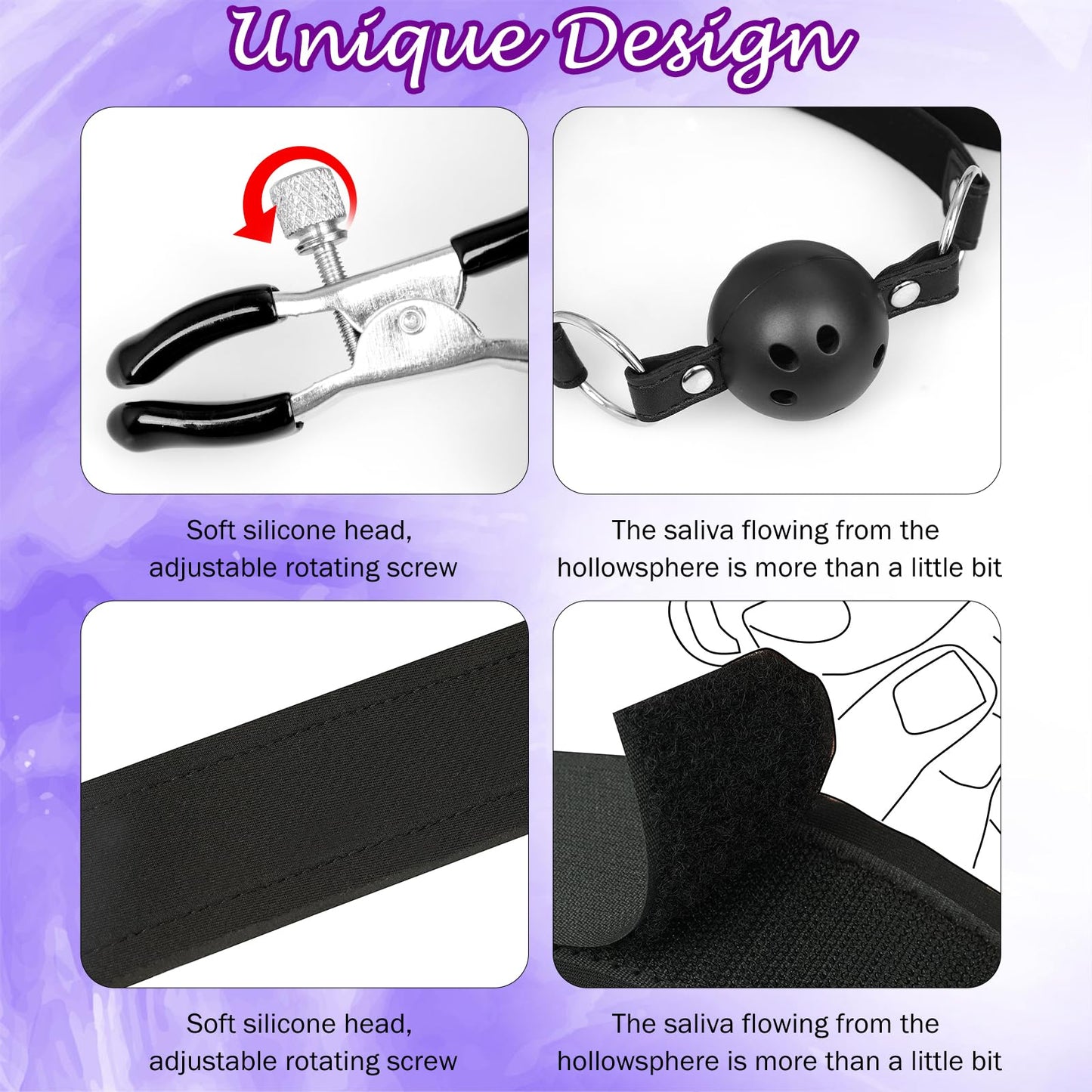 Sex Bondage BDSM Bondaged Restraints Set Adults Sex Toy with Breathable Ball Gag Nipple Clamp Clitoris Clip & Analplug, Wrist Thigh Cuffs Handcuffs Leg Straps & Eye Mask Blindfolds Included