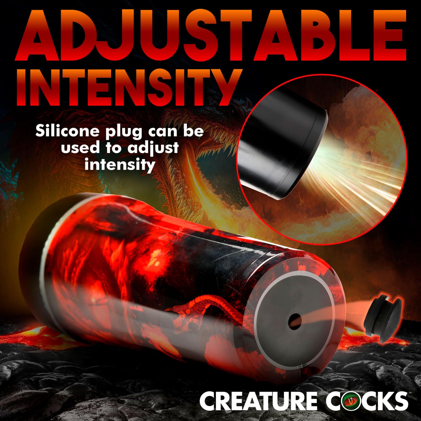 CREATURE COCKS Dragon Snatch Stroker for Men & Couples. Soft & Stretchy, Unique Inner Texture, Fantasy Male Masturbator, Open-ended Design, Adjustable Suction Intensity. 1 Piece, Red