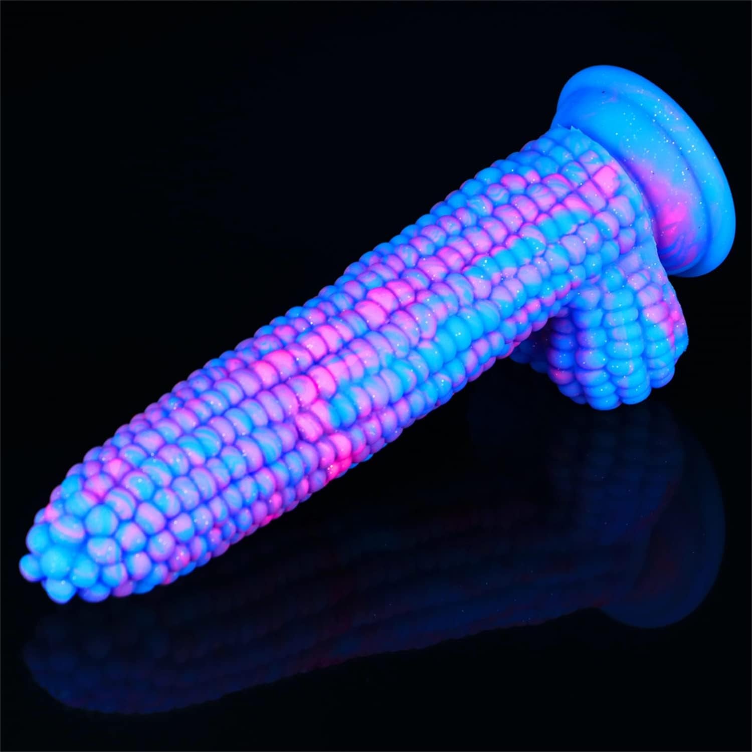 Monster Dildo Colourful Big Grain Corn Adult Sex Toy with Strong Suction Cup 8 Inch Flexible Soft Vegetable Dildos - Blue