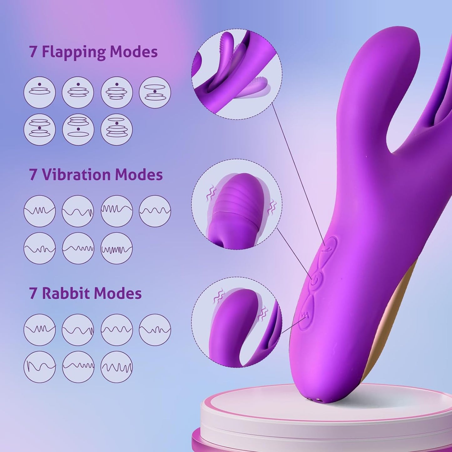 Flapping Vibrator for Women, G Spot Rabbit Vibrator with 7 Vibration 7 Flapping Modes, Sex Toys for Women, Clitoralis Vibrator for Clit Nipple Anal Stimulation, Rechargeable Adult Sex Toys for Women