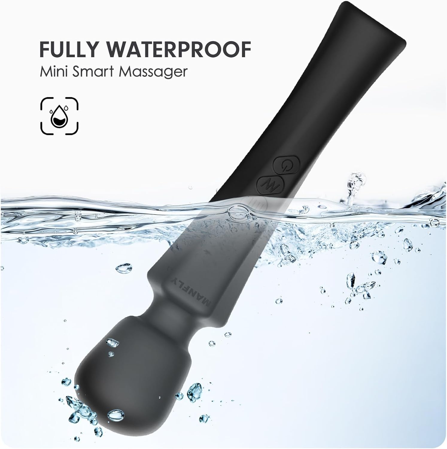 Muscle Massager, Home Massage Tool, Handheld Electric Powerful Rechargeable Waterproof Neck Shoulder Back Leg Massager (Black)
