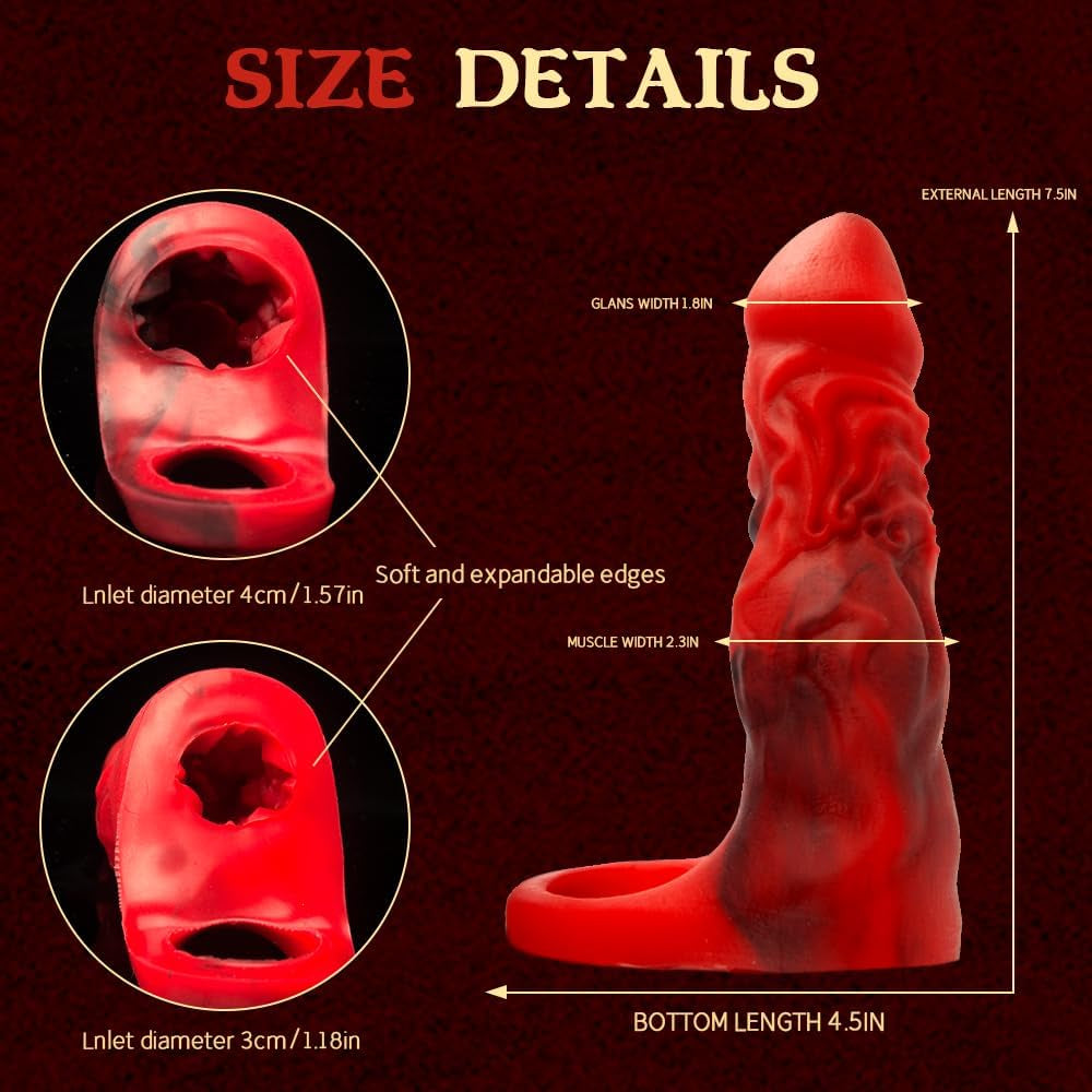 Penis Sleeve Fantasy Sex Toys for Male,  Internal Simulated Female Vaginal Contours Cock Sleeve, Reusable Ultra-Soft Platinum Silicone Penis Extension Sleeve Men Couples Sex Toys(Tight Entrance)