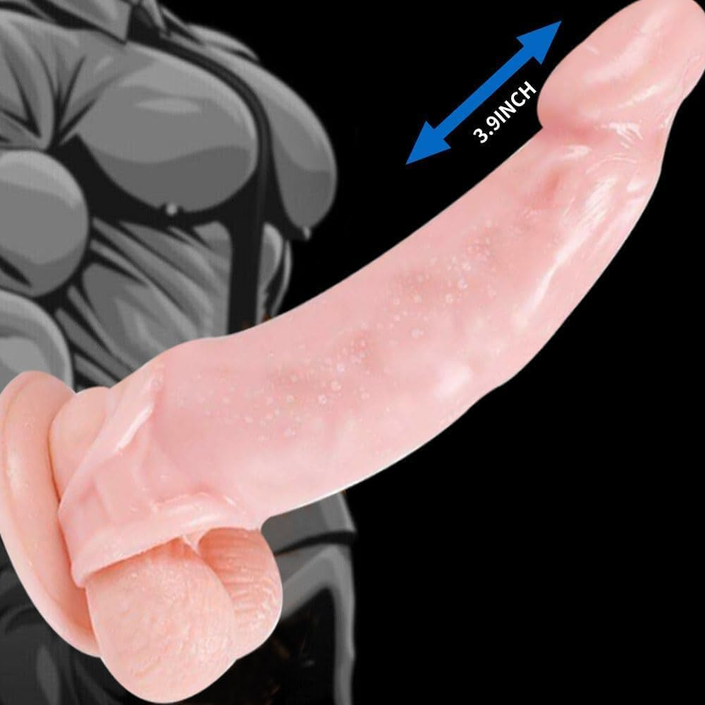 9" Penis Sleeve Male Cock Girth Enlarger Enhancer Penis Sleeve Silicone Penis Sleeve Sheath Cock Dick Girth Extender Enlarger Silicone Extension with Ball Stretcher for Men Sex Toy
