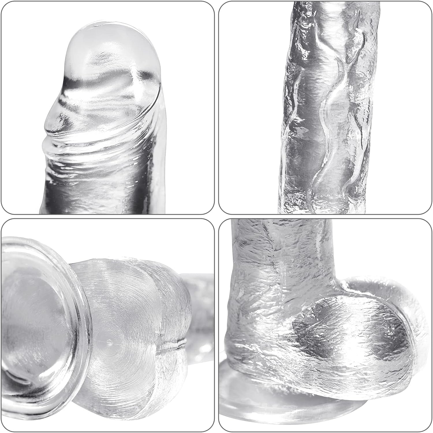 Realistic Big Dildos Feels like Skin, Suction Cup Dildo for Hands-Free Play,Sex Toys Clear Dildos (8")