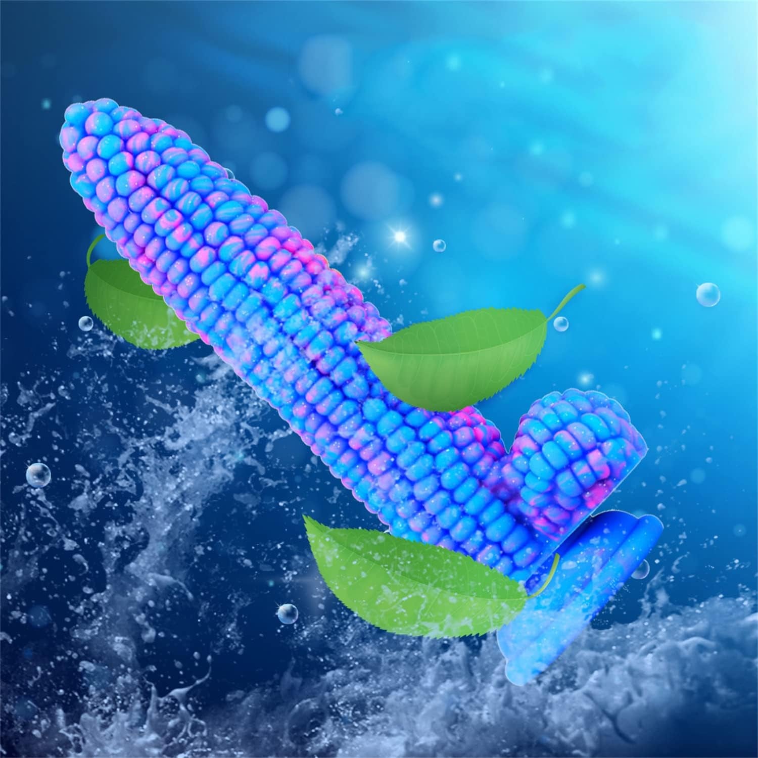 Monster Dildo Colourful Big Grain Corn Adult Sex Toy with Strong Suction Cup 8 Inch Flexible Soft Vegetable Dildos - Blue