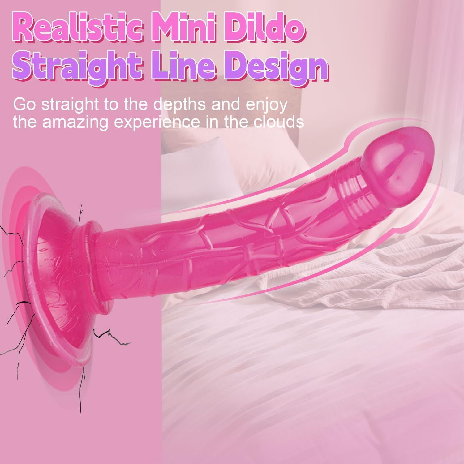 D4Gw-Realistic Classic Hands-Free Suction Cup Tool Mini Pink Silicone Lifetime Pleasure Tool for Beginners, Female Play (5.31 Inches)