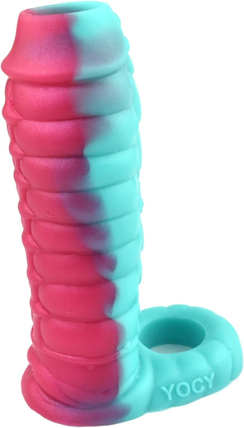 5.9" Silicone Dragon Penis Sleeve Male Penis Enlargement Sleeve, Penis Enlarger Sleeve with Cock Ring, Realistic Penis Sheath Male Adult Sex Toy (Colorful)