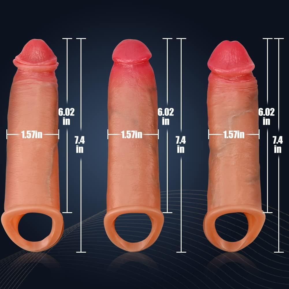 Silicone Cock Rings Set Penis Extension Sleeve with 3 Different Designs 3 Pcs Penis Rings for Erection Enhancing Delay Ejaculation Sex Toys with Wearing Hole Design for Men or Couple Play