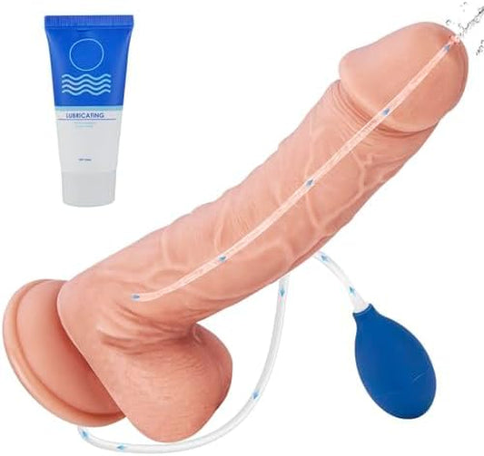 Squirting Realistic Cock- Squirting Dildo - Couples Sex Toy - with Large Suction Cup （10.2-Inch Flesh Color）