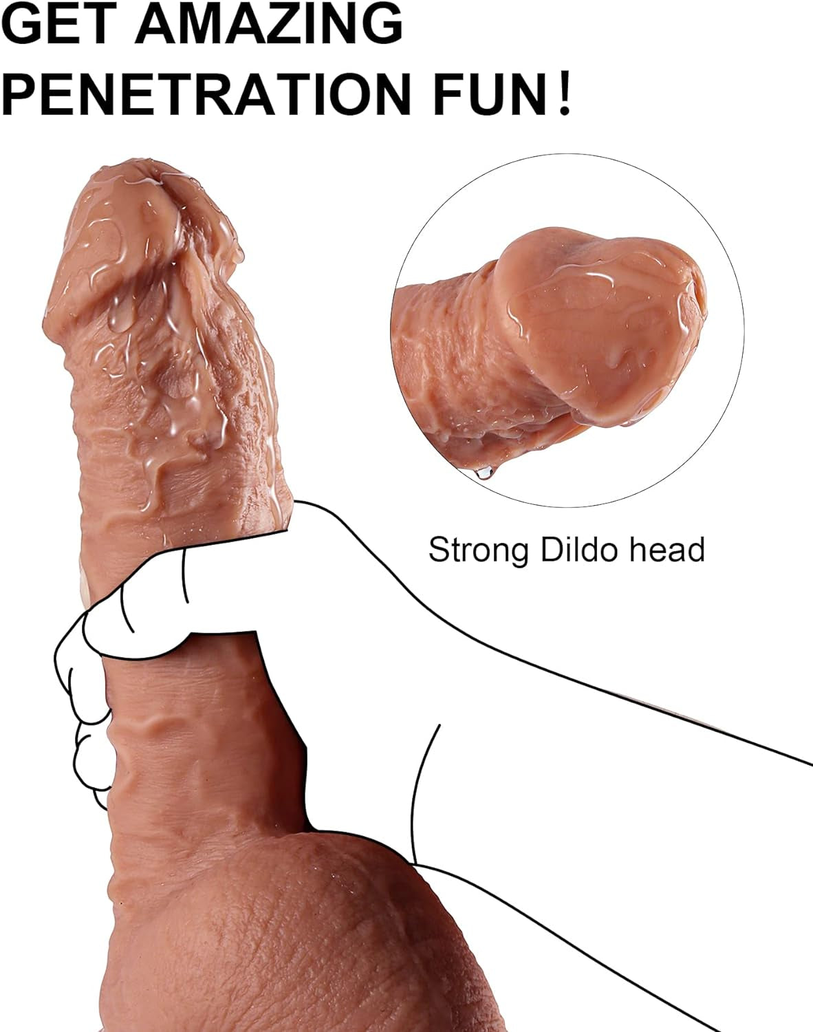 Big Liquid Silicone Dildo, 2” Diameter Thick Huge Dildos &Strong Suction Cup,Realistic Veins&Full Shaped Balls&Storage Bag,Compatible Strap-On Harness Fat Cock Penis Adult Sex Toy G-Spot (Flesh)