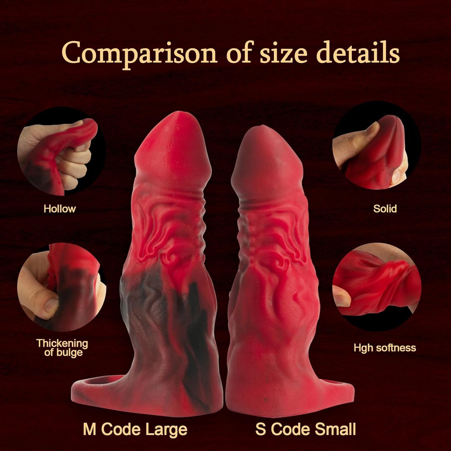 Penis Sleeve Fantasy Sex Toys for Male,  Internal Simulated Female Vaginal Contours Cock Sleeve, Reusable Ultra-Soft Platinum Silicone Penis Extension Sleeve Men Couples Sex Toys(Tight Entrance)