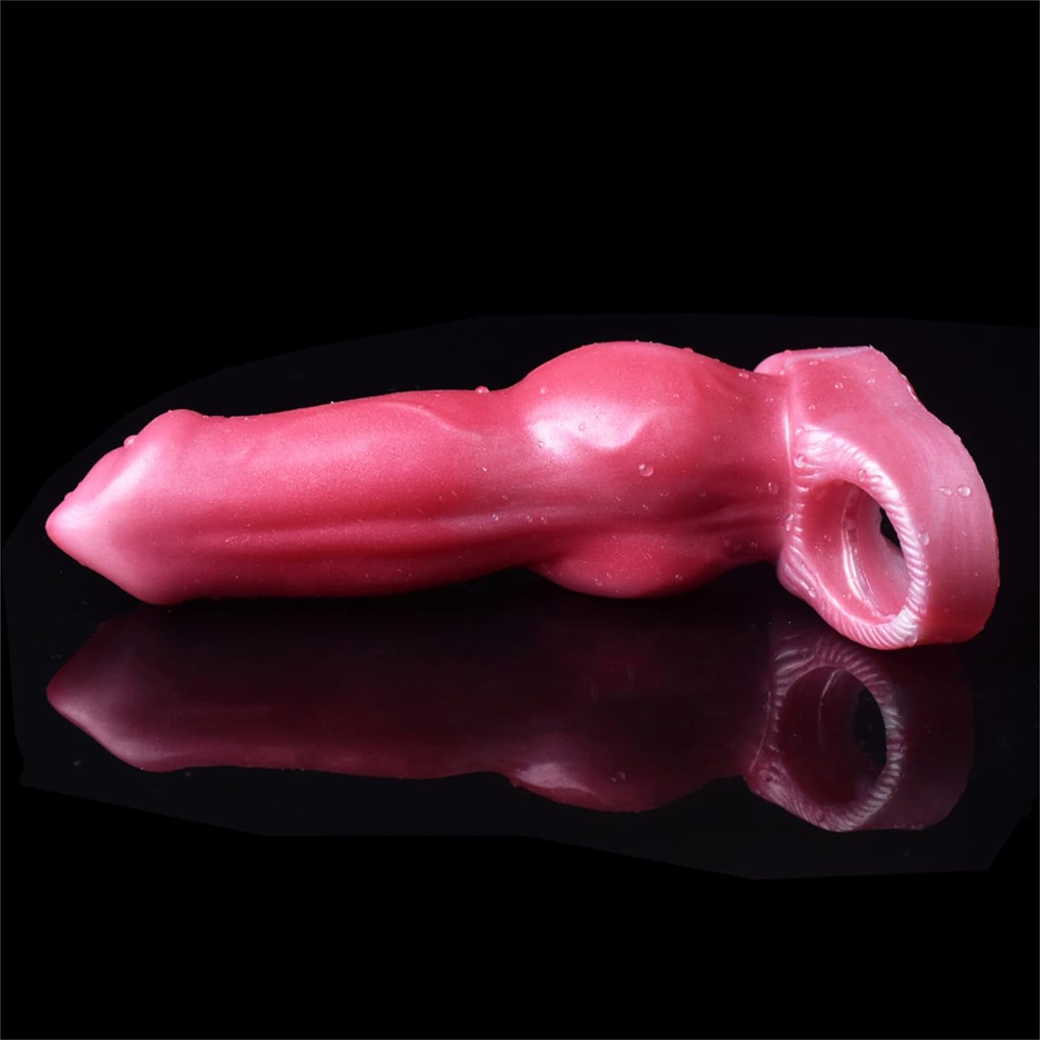 Silicone Penis Sleeve Enlarger Male Penis Extension Sleeve with Cock Ring, Realistic Dog Knot Penis Sheath Cock Extender Sleeve Adult Sex Toys (Red)