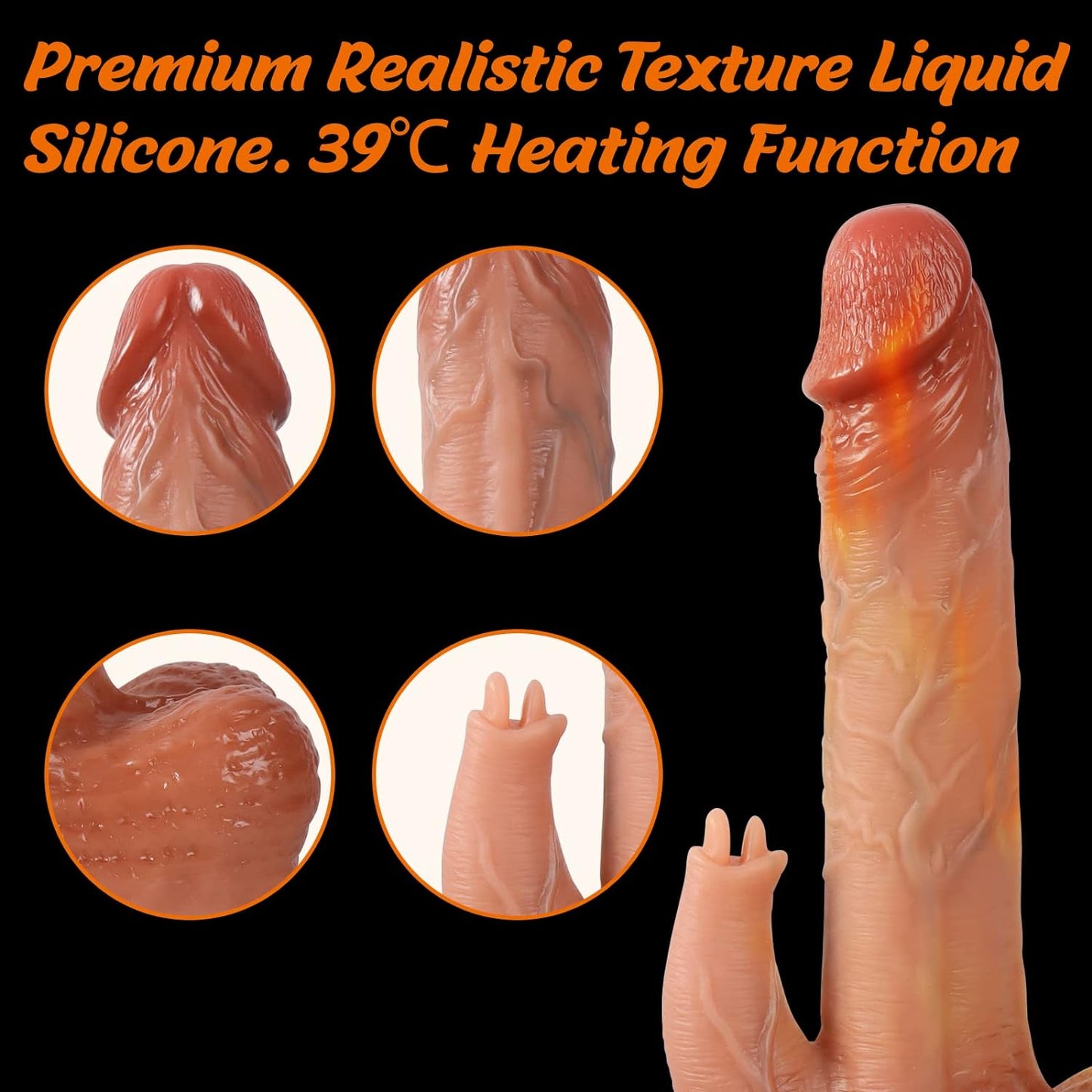 Huge Thrusting Dildos Vibrator for Female Masturbator with Strong Suction Cup, Lifelike Vibrating Veined Dong with Testicles, Heating and Rotating G-Spot Massager,Anal Plug Butt for Man Hand Free Thrusting Adult Toys for Woman and Couples-9 Inch