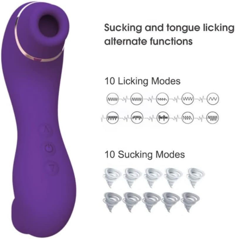 Dual Pleasure Worm Air-Pulse Clitoral Stimulator & Tongue Licking Vibrator, Clitoral Licking, Clit Sucking, Pressure-Wave Technology, Waterproof, Rechargeable, Sex Toy for Women & Couples