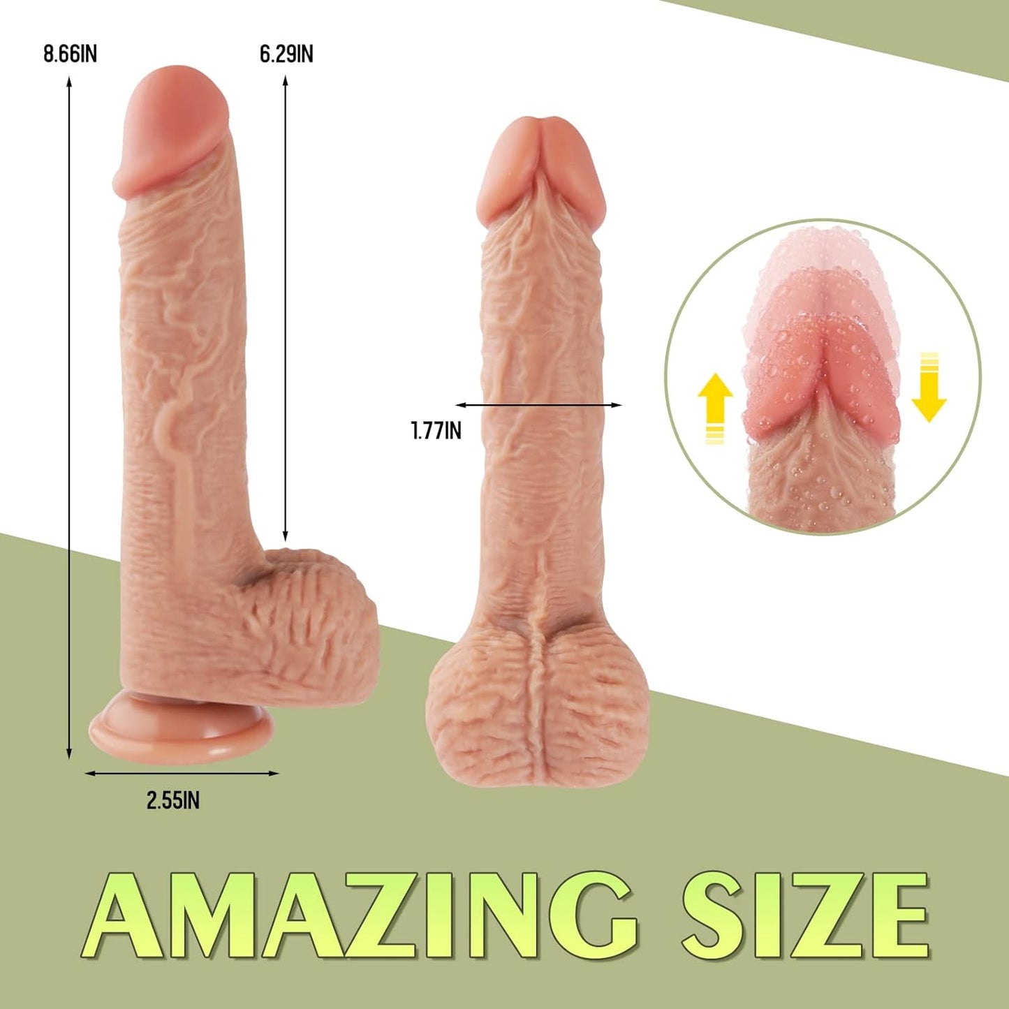 8.7 Inch Realistic Thrusting Dildo with 5 Vibration and 7 Thrusting Modes for Women Pleasure, Realistic Vibrating Dildos with Remote Control for Man and Women.