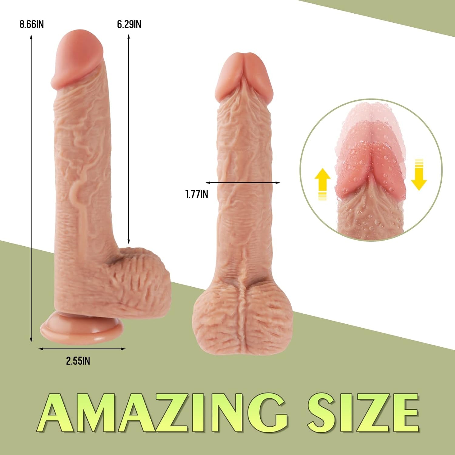 8.7 Inch Realistic Thrusting Dildo with 5 Vibration and 7 Thrusting Modes for Women Pleasure, Realistic Vibrating Dildos with Remote Control for Man and Women.