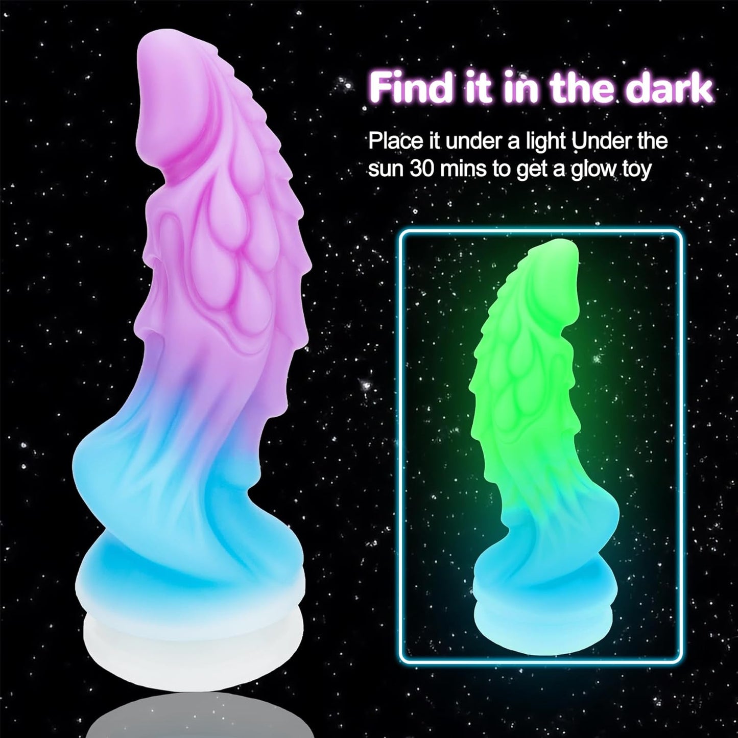 8.66 Inch Luminous Dragon Dildo with Strong Suction Cup for Hands-Free Play, Huge Monster Liquid Silicone Anal Plug Prostate Massager Adult Sex Toys for Men & Women