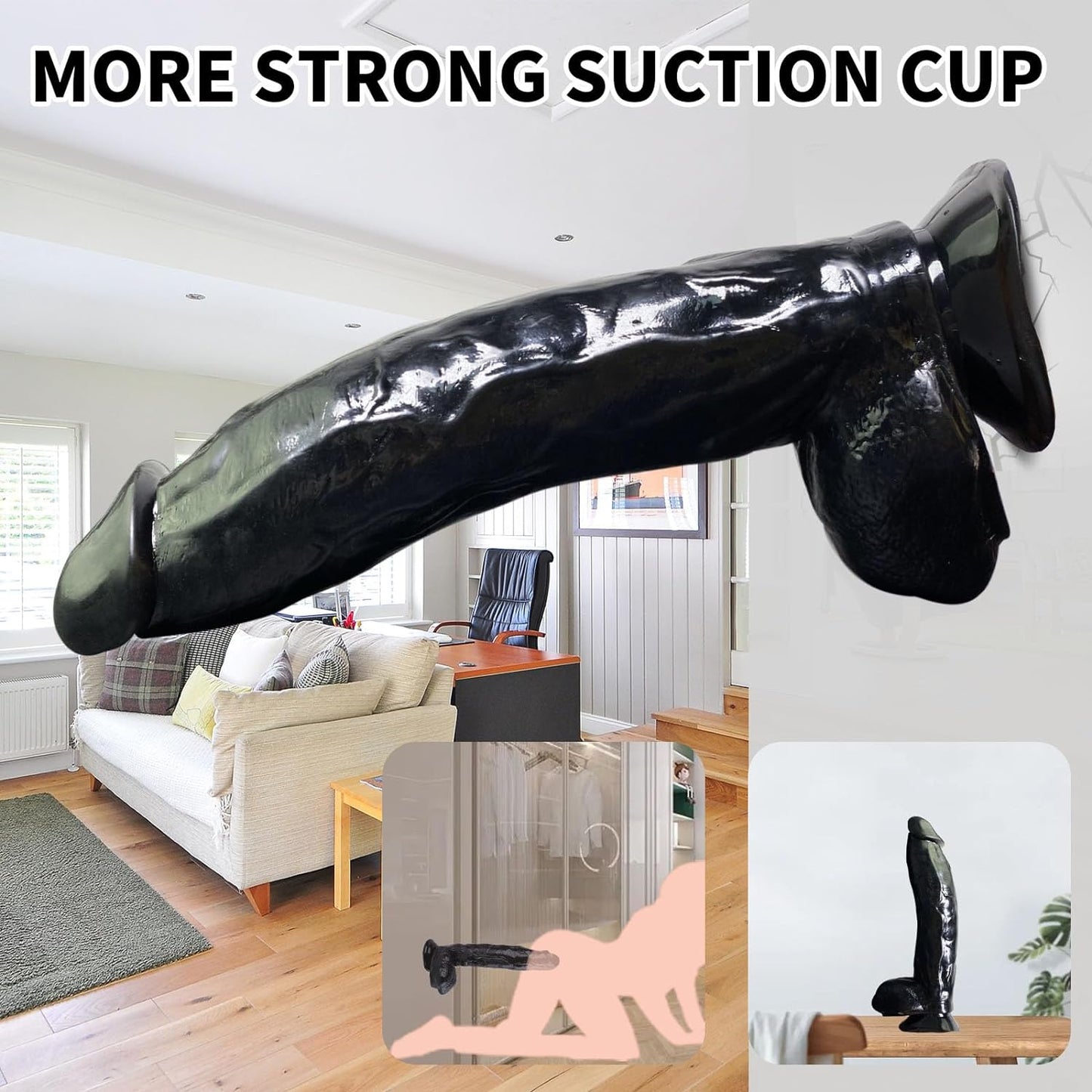 10.8“ Realistic G-Spot Dildo for Women, Lifelike Penis & Testicles, Skin-Friendly Flexible Silicone Adult Sex Toy with Powerful Suction Cup Large 27.5Cm (Black)