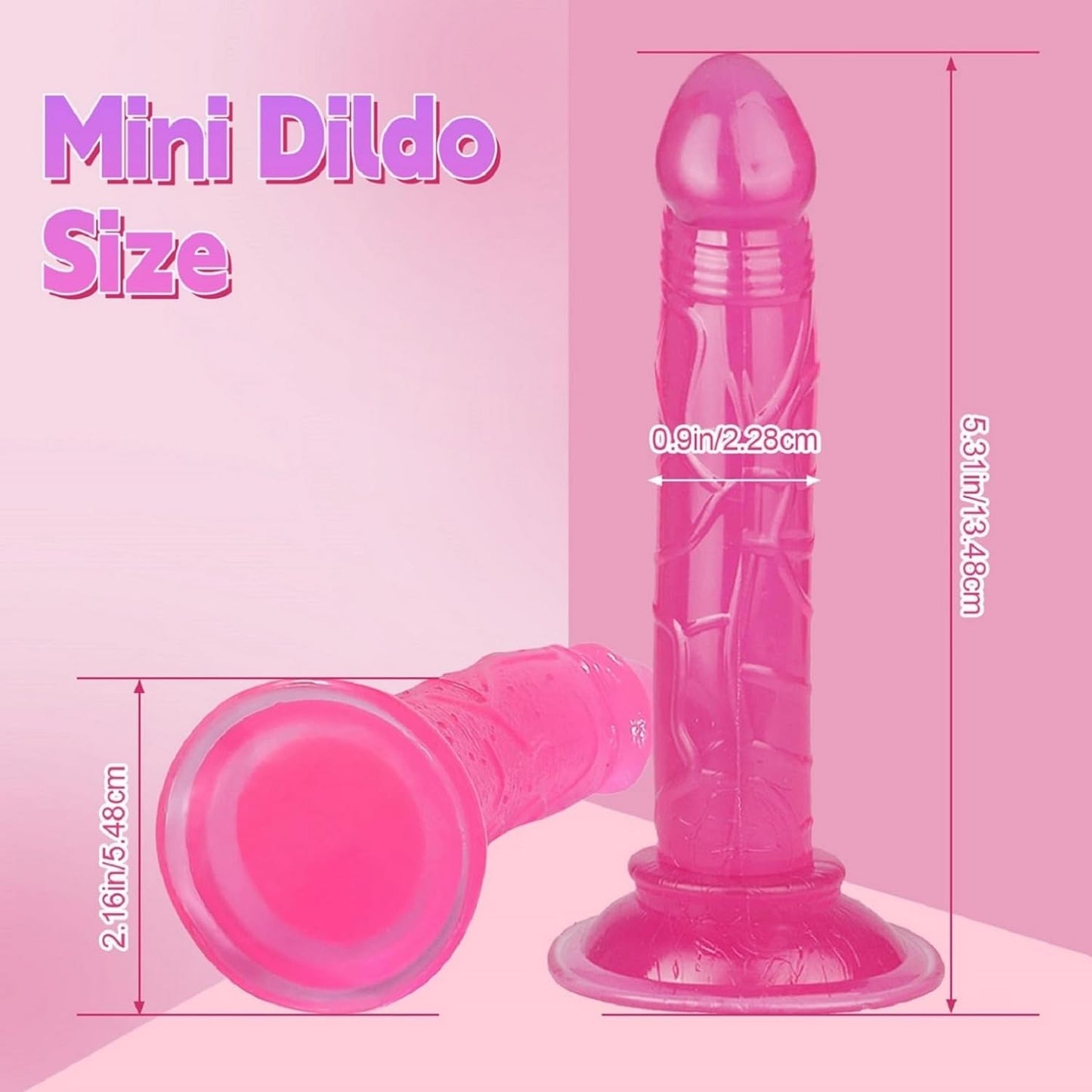 D4Gw-Realistic Classic Hands-Free Suction Cup Tool Mini Pink Silicone Lifetime Pleasure Tool for Beginners, Female Play (5.31 Inches)