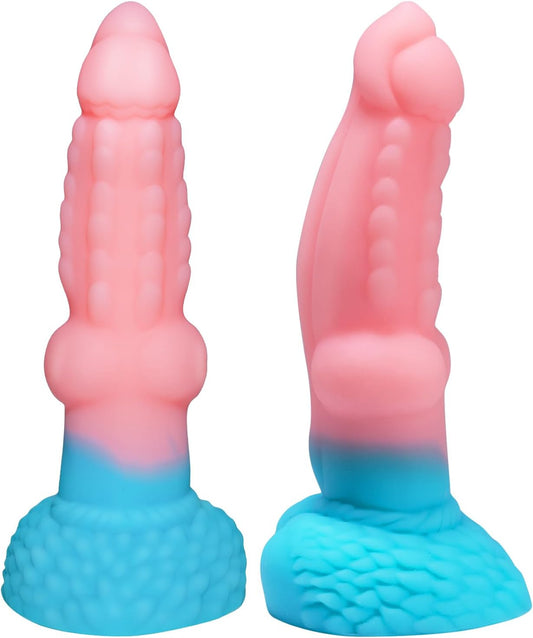Huge Thick Big Dragon Dildo, Soft Silicone Monster Anal Dildo Sex Toys with Strong Suction Cup, 8.7" Realistic Fantasy Large Knot Dildo for Adult Women Men Pop, Pink G Spot Dog Dildo