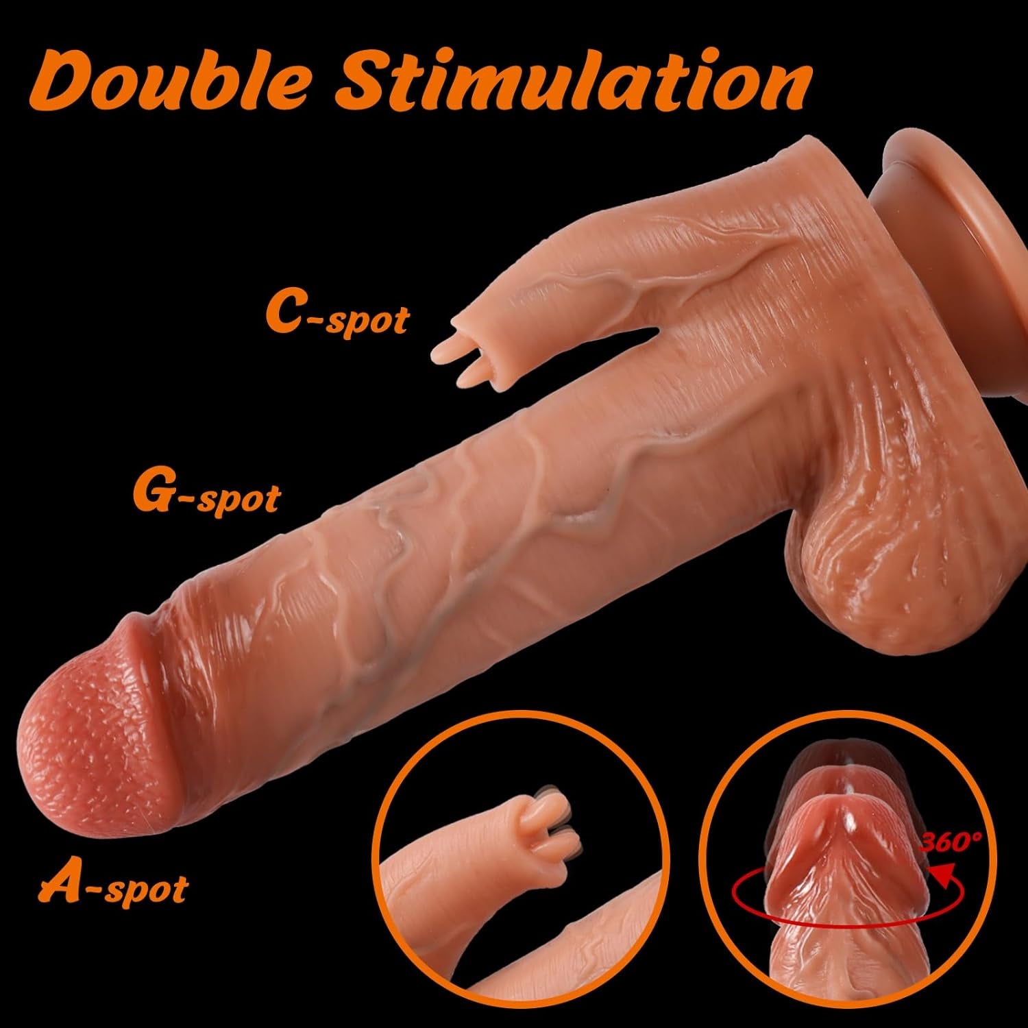 Huge Thrusting Dildos Vibrator for Female Masturbator with Strong Suction Cup, Lifelike Vibrating Veined Dong with Testicles, Heating and Rotating G-Spot Massager,Anal Plug Butt for Man Hand Free Thrusting Adult Toys for Woman and Couples-9 Inch