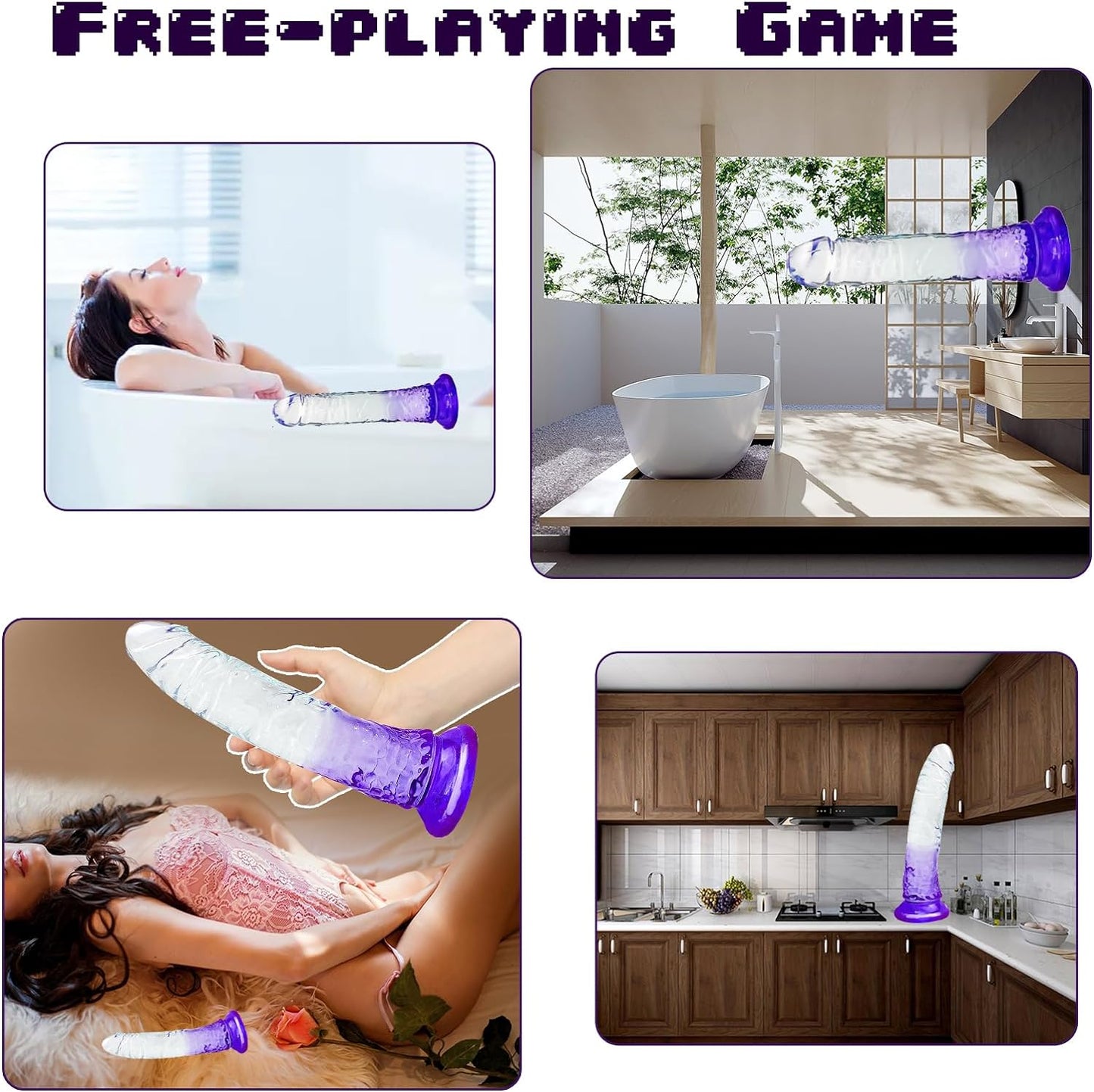 8.5“ Realistic Dildo, Clear Silicone Dildo with Strong Suction Cup for Women Hand Free Play Flexible Soft Penis Dong, Adult Sex G-Spot Dildos Toys for Vaginal and Anal Stimulation