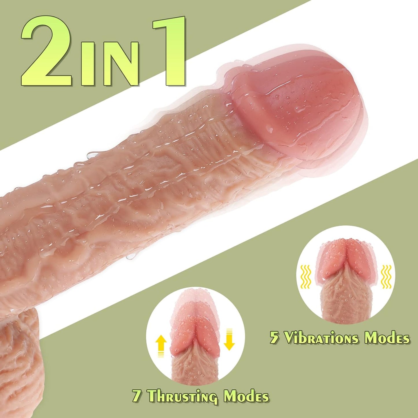 8.7 Inch Realistic Thrusting Dildo with 5 Vibration and 7 Thrusting Modes for Women Pleasure, Realistic Vibrating Dildos with Remote Control for Man and Women.