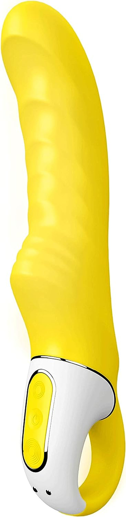 Yummy Sunshine G-Spot Vibrator - Vibrating Dildo, Ribbed Shaft, 12 Vibration Programs, Retaining Ring - Soft Silicone, Waterproof, Rechargeable