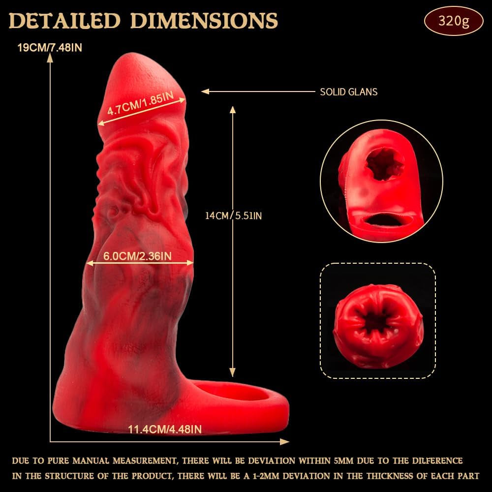 Penis Sleeve Fantasy Sex Toys for Male,  Internal Simulated Female Vaginal Contours Cock Sleeve, Reusable Ultra-Soft Platinum Silicone Penis Extension Sleeve Men Couples Sex Toys(Tight Entrance)