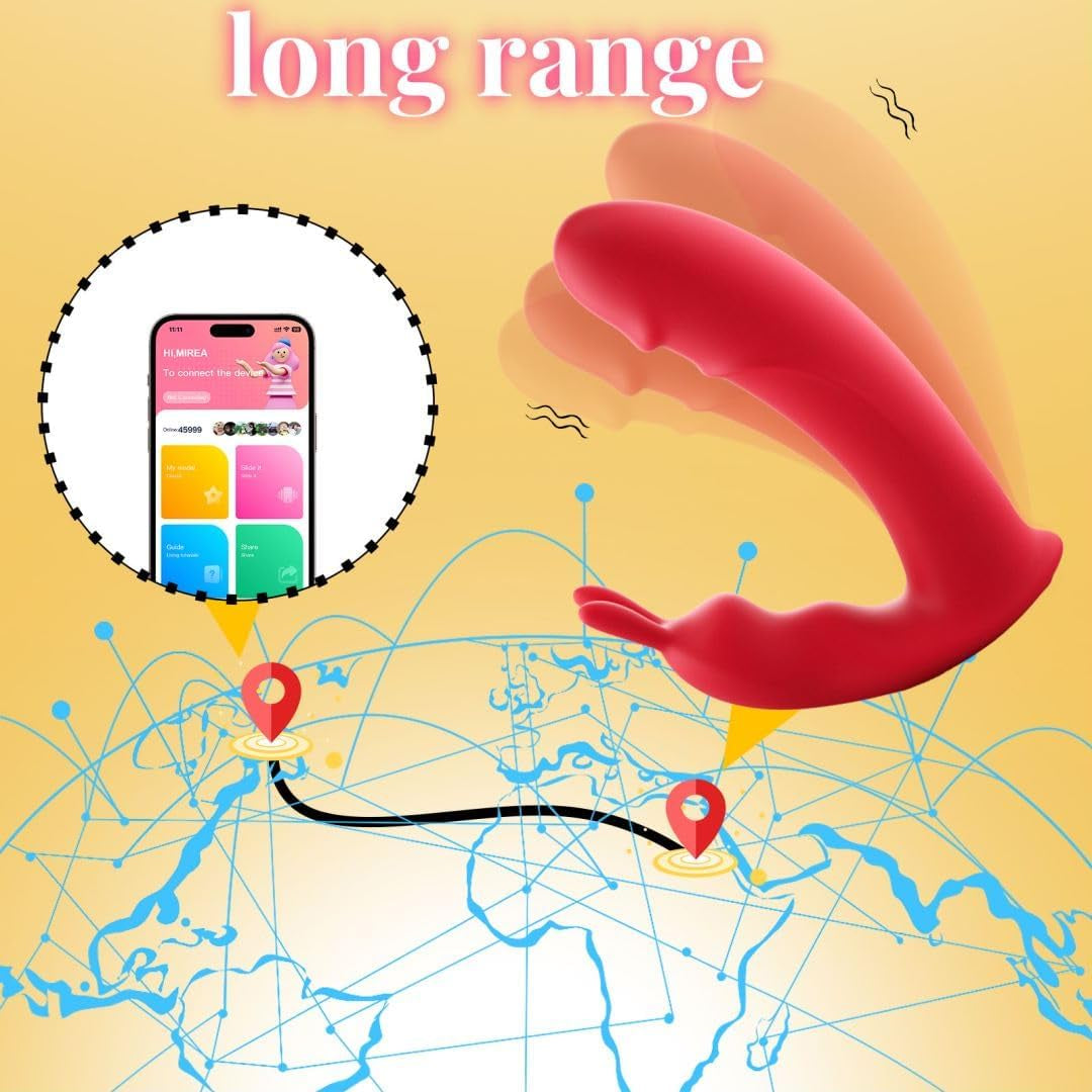 APP Control Rabbiting Ears Eggss-Shaped Passion Red Wearable Panty for Women and Couples Waterproof Toyware_A16