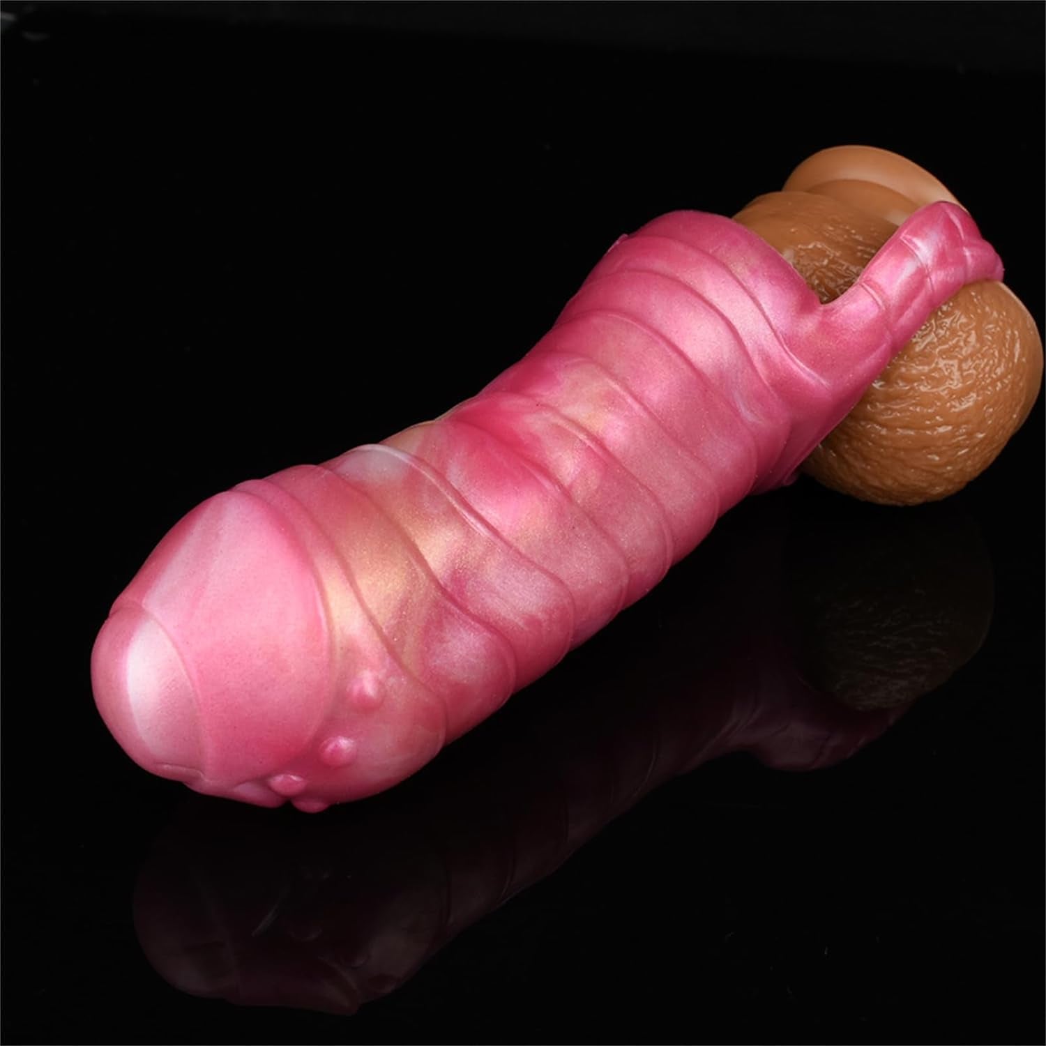 Realistic Penis Extender Sleeve Men Cock Sleeve Enlarger with Penis Ring: Silicone Penis Extension Sleeve Male Adult Sex Toy, Soft Penis Sleeve Man Sex Tool (Color B)