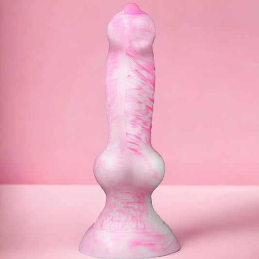 7"Beginner Dog Knot Small Dildo,Realistic Silicone Animal Dildo with Strong Suction Cup, Fantasy Monster Colorful Creature Thin Pink Dildos, Wolf Penis Anal Plug Sex Toy for Women Men Couple Play Game