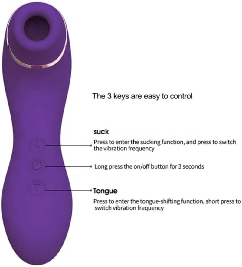 Dual Pleasure Worm Air-Pulse Clitoral Stimulator & Tongue Licking Vibrator, Clitoral Licking, Clit Sucking, Pressure-Wave Technology, Waterproof, Rechargeable, Sex Toy for Women & Couples