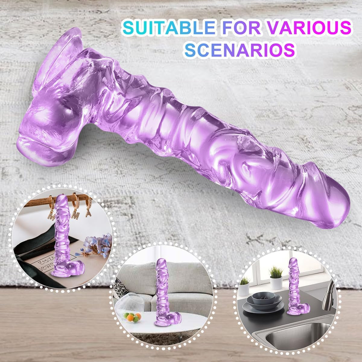 Realistic Dildo Sex Toys, Powerful Suction Cup Dildo with Balls for Hands-Free Play, Big Huge Dildo,G Spot Anal Dildo Sex Toy for Men Women Couples, Flexible Dildo with Strong Suction Base