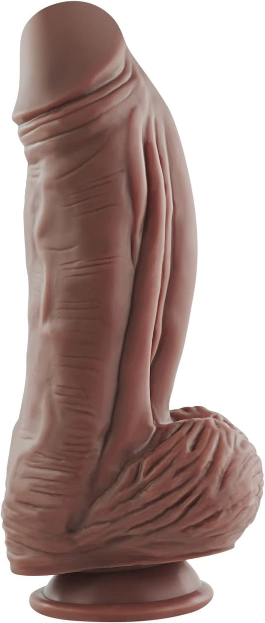 XXL Realistic Dildo with Suction Cup, Huge Thick Monster Silicone Dildo, Dual Density Anal Dildo Plugs, Large Size Adult Sex Toy for Experienced Men Woman, 9.5 Inch (Brown)