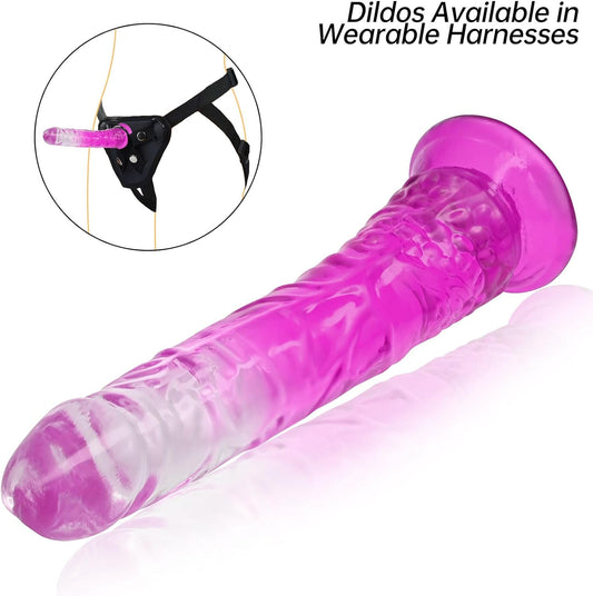 Realistic Dildos Penis with Suction Cup Base for Hands-Free Play, TPE Material Flexible Dildo for Female Vaginal G-Spot Stimulator & Anal Play Adult Sex Toy (S)