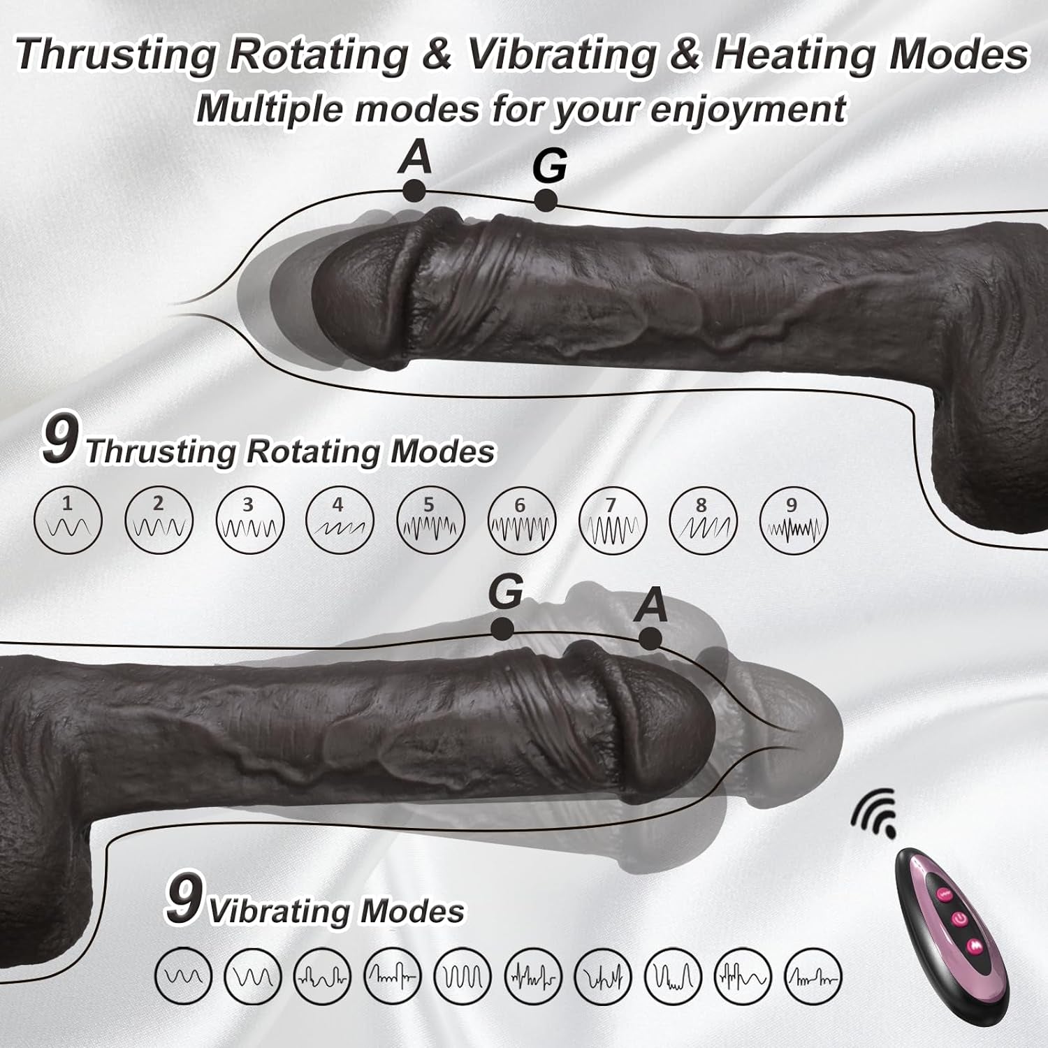 Thrusting Rotating G Spot Dildo Vibrator Sex Toys - Realistic Lifelike Silicone Suction Cup Thick Huge Dildos with 10 Modes for Anal Vagina Stimulation, Adult Female Sex Toys & Games for Women Couples