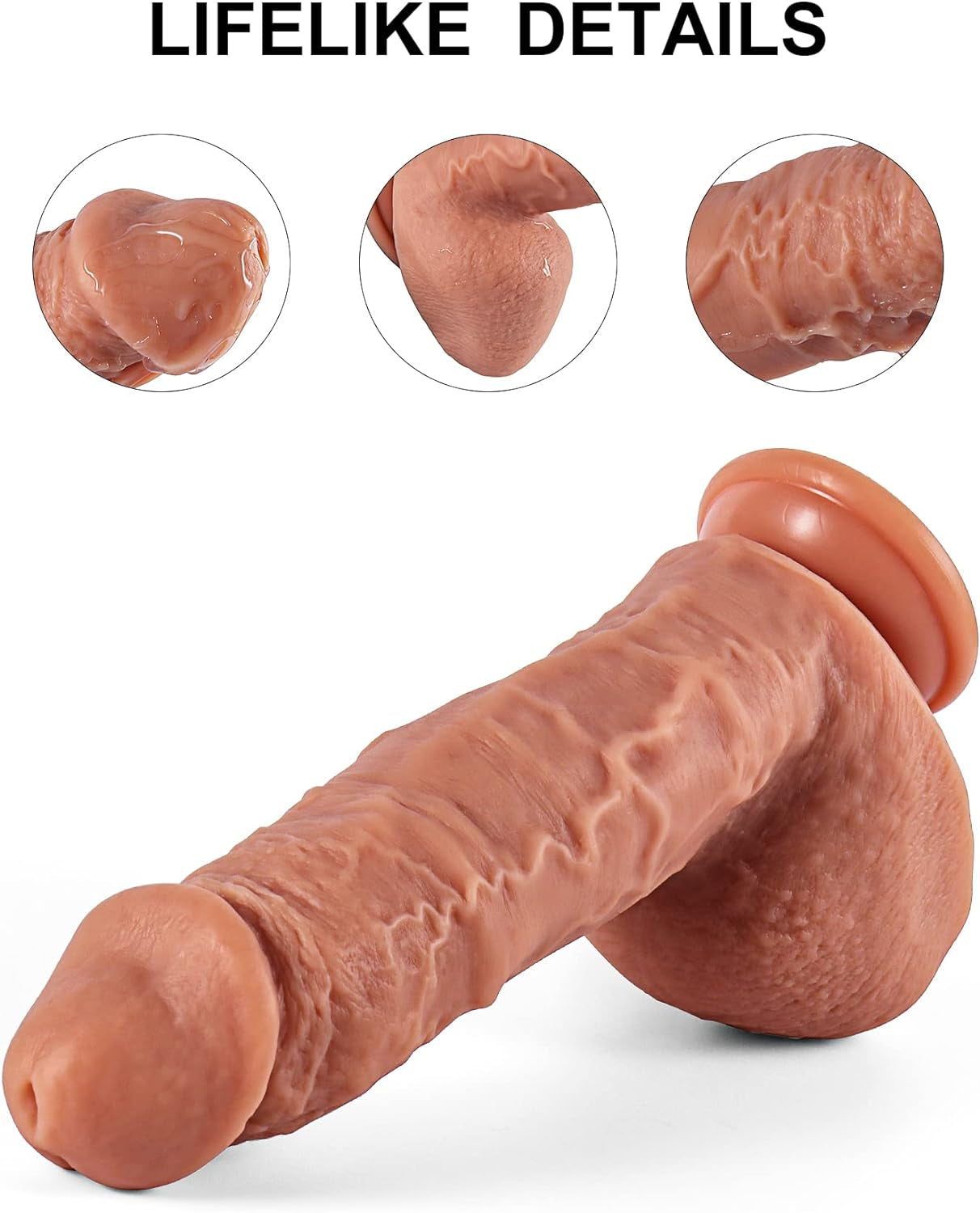 Big Liquid Silicone Dildo, 2” Diameter Thick Huge Dildos &Strong Suction Cup,Realistic Veins&Full Shaped Balls&Storage Bag,Compatible Strap-On Harness Fat Cock Penis Adult Sex Toy G-Spot (Flesh)