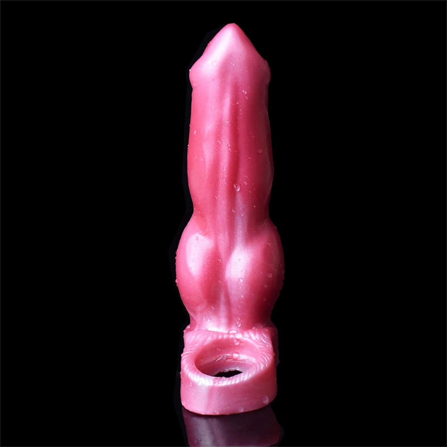 Silicone Penis Sleeve Enlarger Male Penis Extension Sleeve with Cock Ring, Realistic Dog Knot Penis Sheath Cock Extender Sleeve Adult Sex Toys (Red)