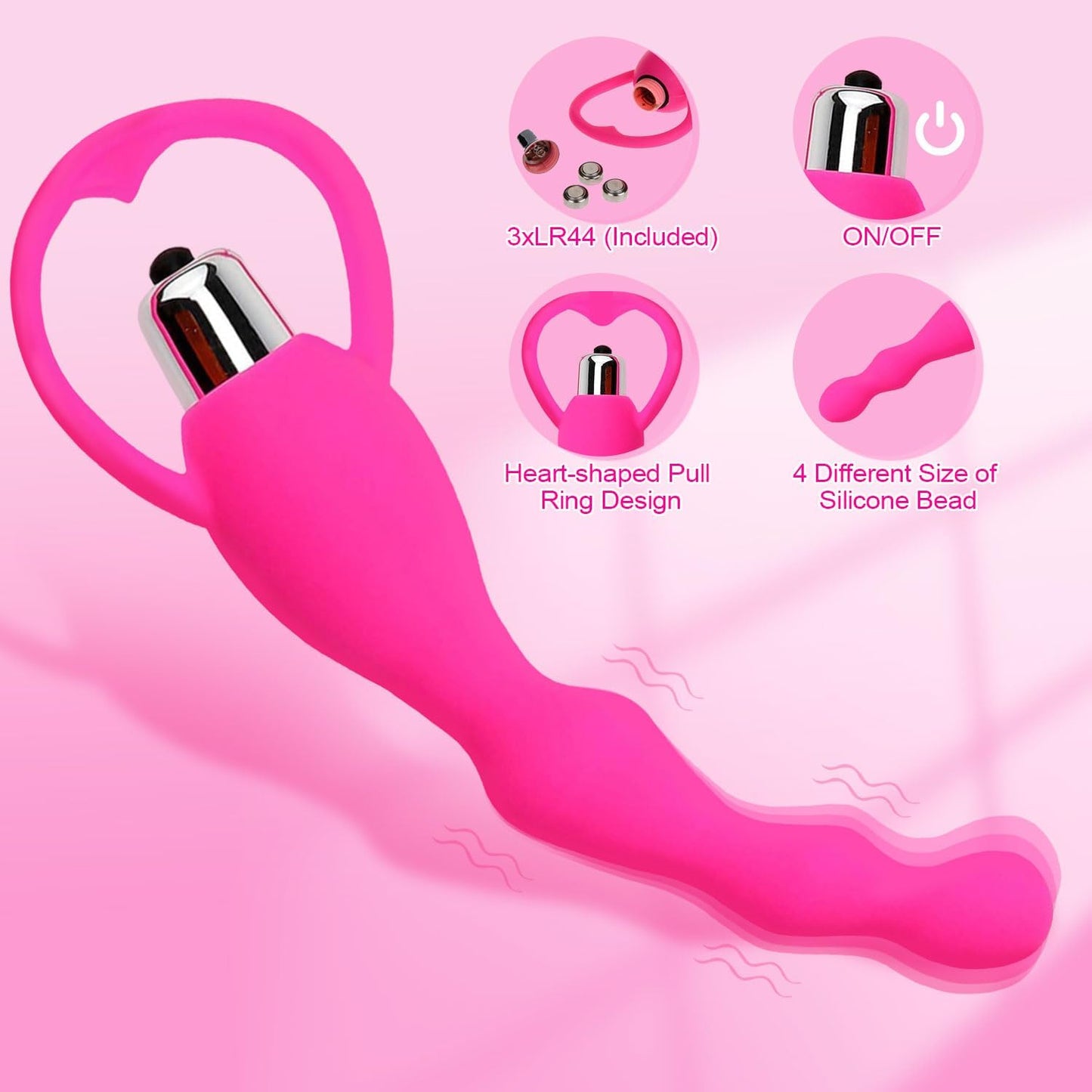 SJ19-5.81 Inch Pink Silicone Male Exercise Metal Crystal Diamond Beginner Plug Kit Is Unisex and Easy to Carry， Suitable for Beginners, Male and Female Couples