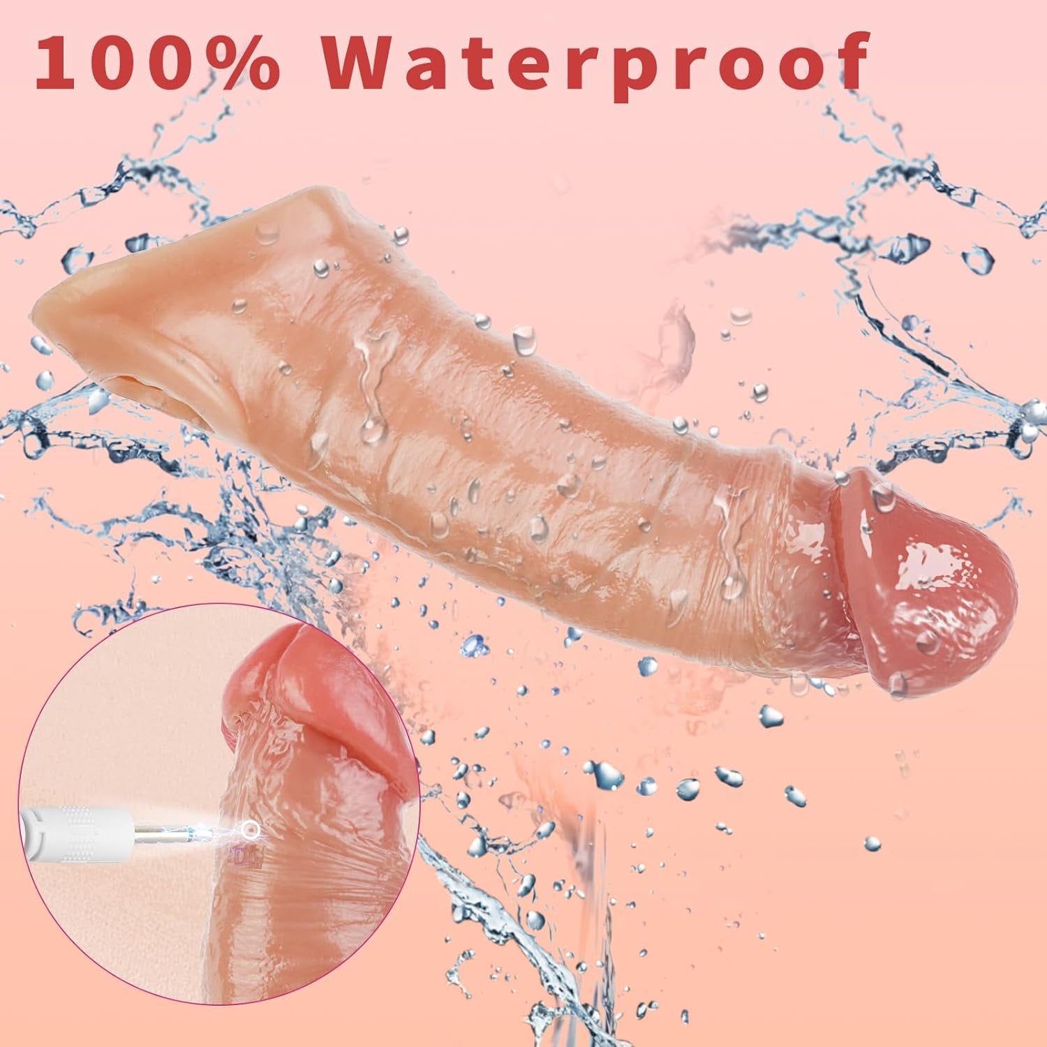 Penis Sleeve Vibrating Cock Sleeve Penis Extender Dildo, Realistic Adult Sex Toys 2.8In Penis Extension Vibrator 10 Modes Remote Control, Elastic Penis Ring to Enlarge Prolong for Men Couples