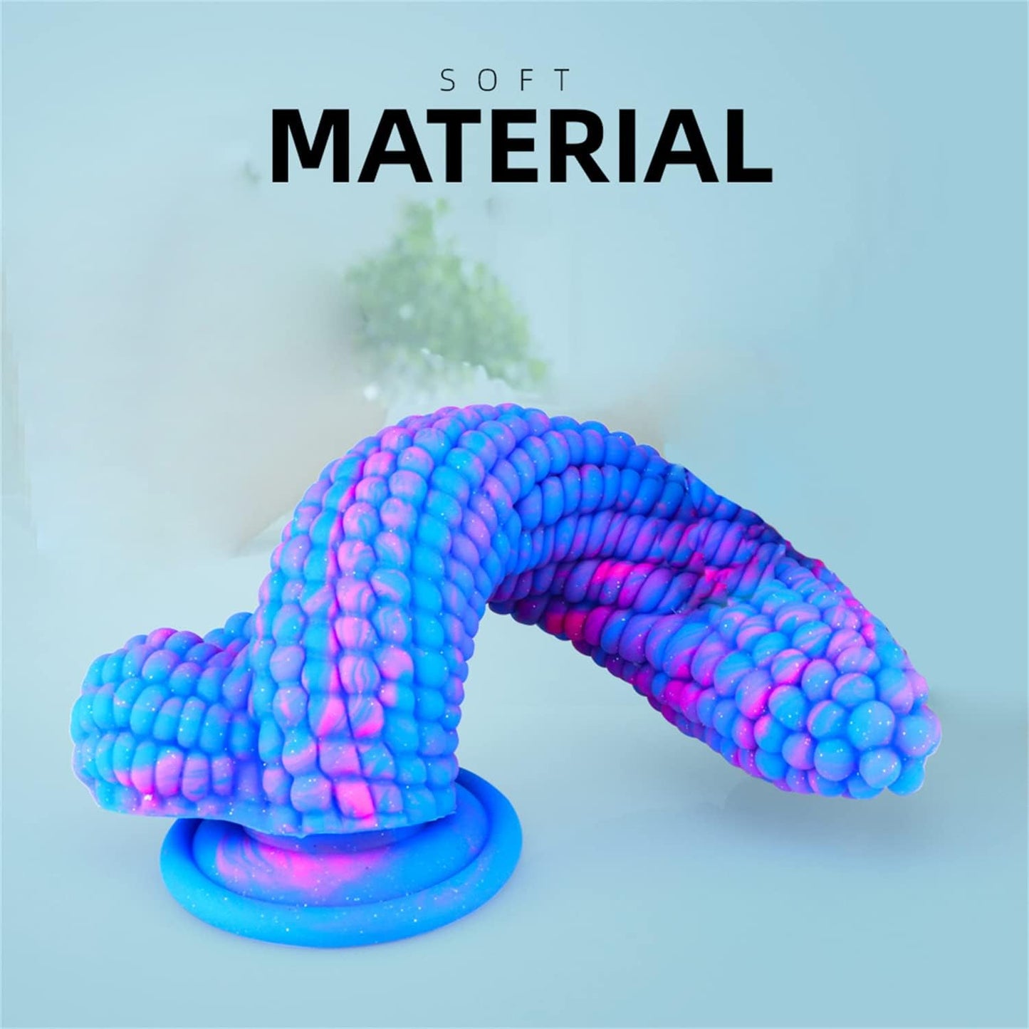 Monster Dildo Colourful Big Grain Corn Adult Sex Toy with Strong Suction Cup 8 Inch Flexible Soft Vegetable Dildos - Blue