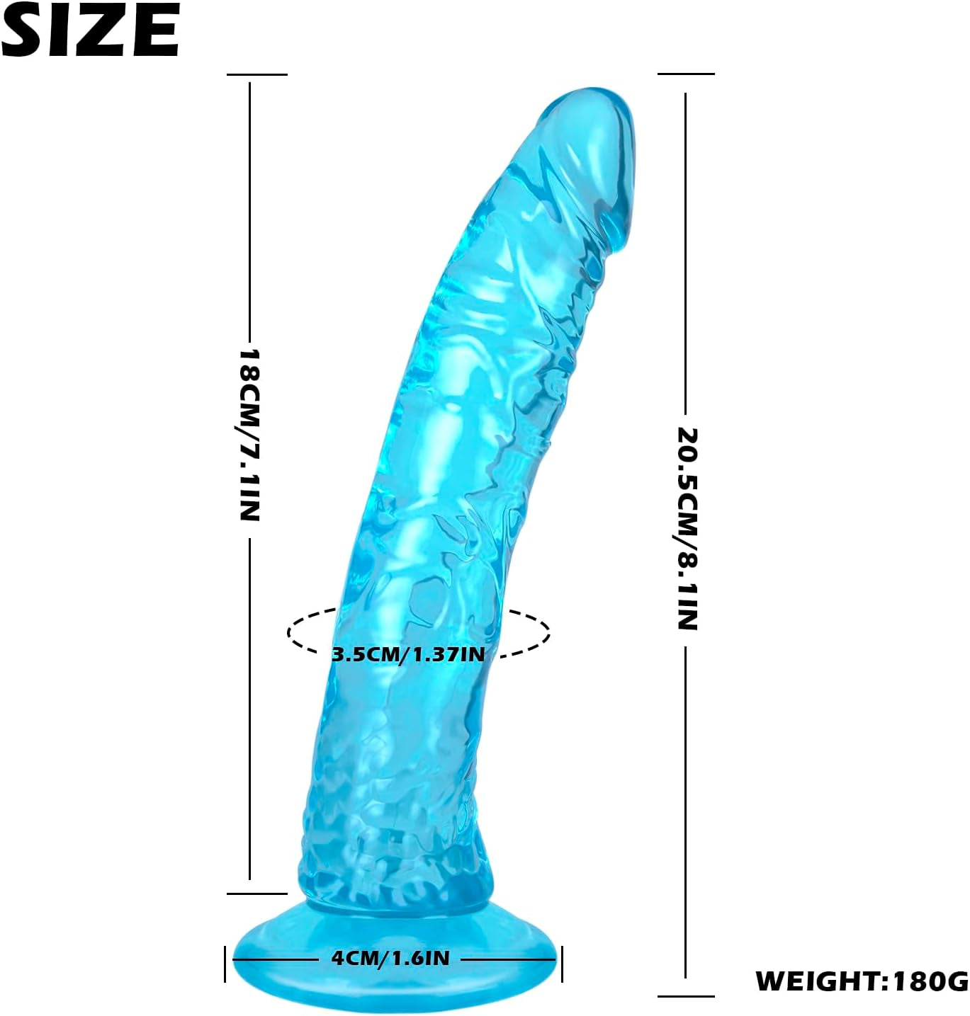 8.1 Inch Realistic Dildo with Powerful Suction Cup Support for Hands-Free and Compatible Straps, Adult Sex Toys and Games, Female, Male, Homosexual, and Beginner G-Spot and Anal Stimulation M Bule